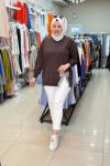 3054 KURDELE DETAYLI SWEATSHIRT Kahverengi