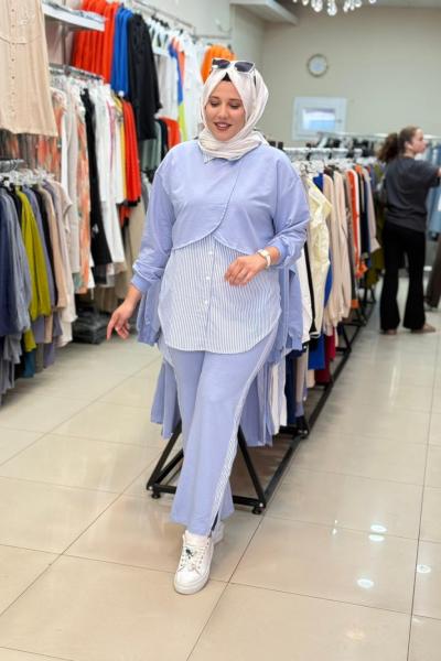 3064 PELERİN GÖRÜNÜMLÜ TAKIM Mavi