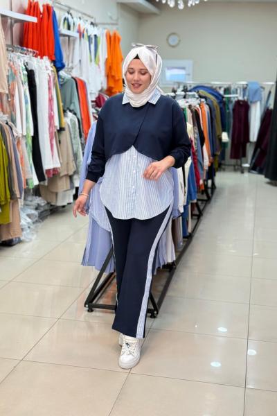 3064 PELERİN GÖRÜNÜMLÜ TAKIM Lacivert