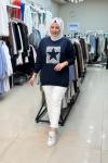 3067 YILDIZ BASKILI SWEATSHIRT Lacivert
