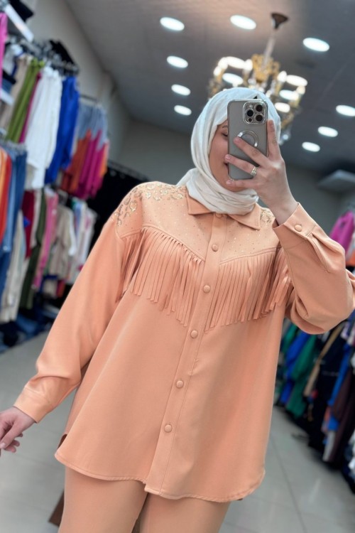 30938 LEOPAR TAŞLI TAKIM   Somon