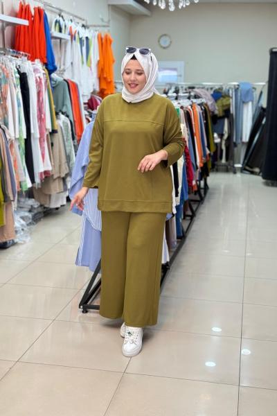 3135 ROBASI DİKİŞ DETAYLI  TAKIM Yağ Yeşili