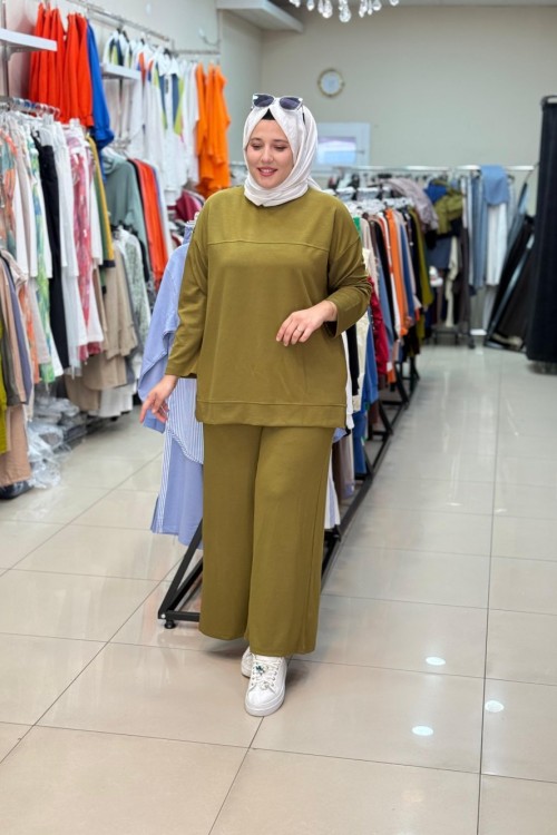 3135 ROBASI DİKİŞ DETAYLI  TAKIM Yağ Yeşili