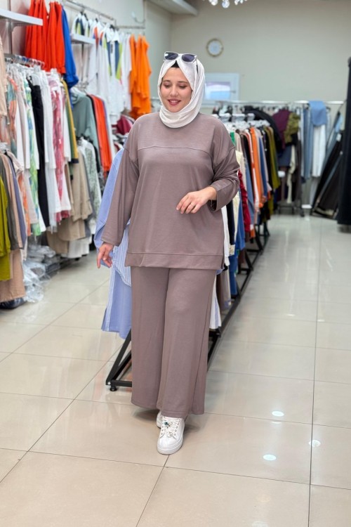 3135 ROBASI DİKİŞ DETAYLI  TAKIM TOPRAK RENGİ