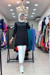 34048 OMZU VE KOLU DÜĞMELİ SOĞUK MERSERİZE TUNİK  Siyah
