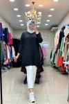 34052 SOĞUK İPLİK MERSERİZE TUNİK  Siyah