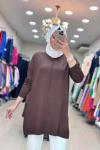 34052 SOĞUK İPLİK MERSERİZE TUNİK  Kahverengi