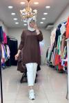 34052 SOĞUK İPLİK MERSERİZE TUNİK  Kahverengi