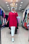 34052 SOĞUK İPLİK MERSERİZE TUNİK  Kırmızı