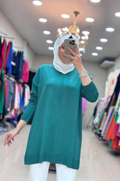 34052 SOĞUK İPLİK MERSERİZE TUNİK  Zümrüt