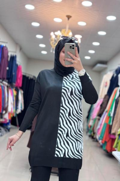 35022 ZEBRA DESENLİ TRİKO Siyah