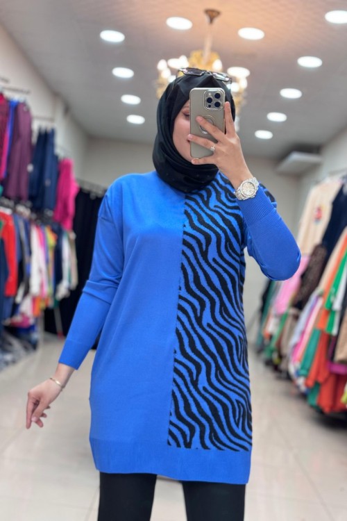 35022 ZEBRA DESENLİ TRİKO Mavi