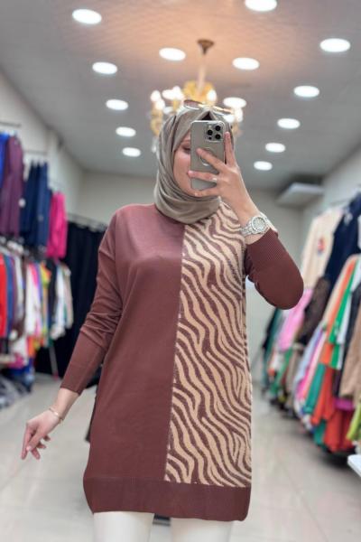 35022 ZEBRA DESENLİ TRİKO Kahverengi