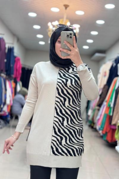 35022 ZEBRA DESENLİ TRİKO Taş Rengi