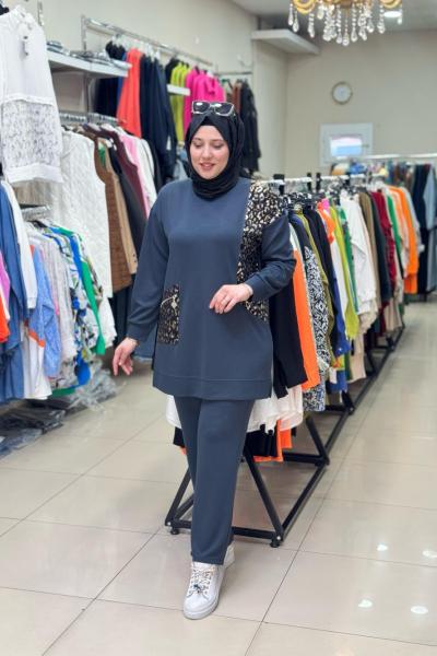 3514 OYSHO LEOPAR TAKIM Antrasit