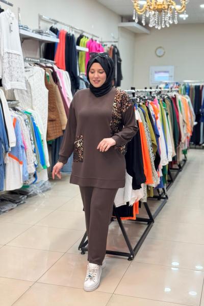 3514 OYSHO LEOPAR TAKIM Kahverengi