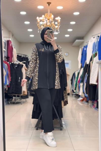 3533 LEOPAR YAPRAK TAKIM Siyah
