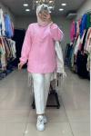 3578 TEK CEBİ TAŞ İŞLEMELİ TUNİK  Pembe