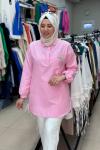 3578 TEK CEBİ TAŞ İŞLEMELİ TUNİK  Pembe