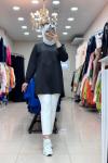 3848 V DESENLİ TUNİK  Siyah