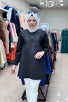 3848 V DESENLİ TUNİK  Siyah