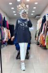 3848 V DESENLİ TUNİK  Lacivert