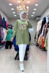 3848 V DESENLİ TUNİK  Haki