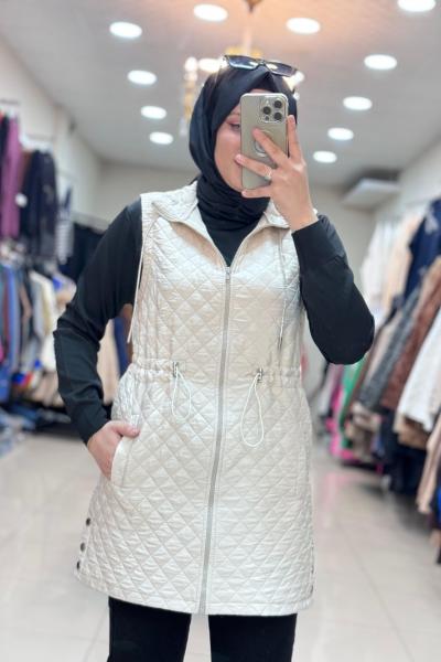 4003 DÜĞMELİ KAPİTONE YELEK  Taş Rengi
