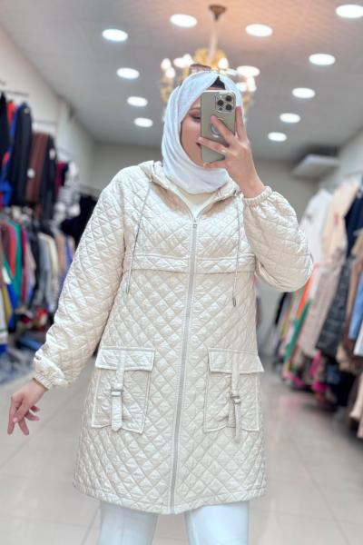 4004 CEPLİ KAPİTONE CEKET  Taş Rengi