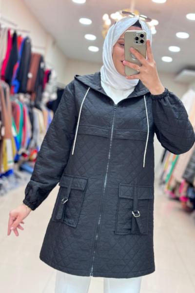 4004 CEPLİ KAPİTONE CEKET  Siyah