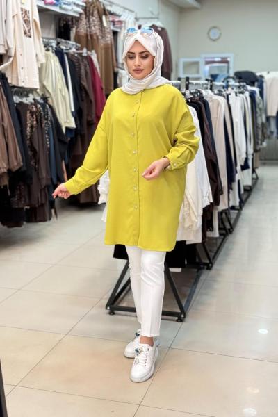 4148 JAKARLI GÖMLEK Yağ Yeşili