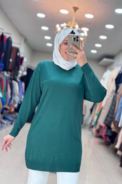 4208 DÜZ MERSERİZE TUNİK Zümrüt