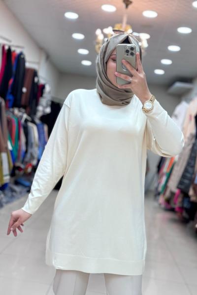 4208 DÜZ MERSERİZE TUNİK Taş Rengi