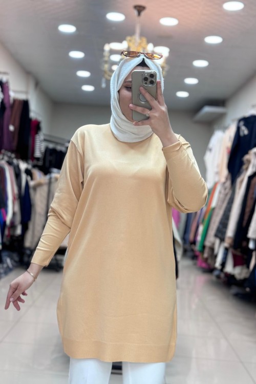 4208 DÜZ MERSERİZE TUNİK Taba