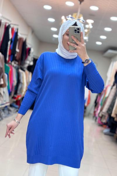 4212 GÜNER MERSERİZE TUNİK Saks Mavisi