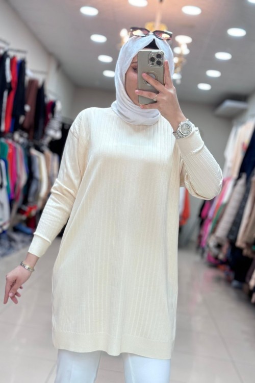 4212 GÜNER MERSERİZE TUNİK Taş Rengi