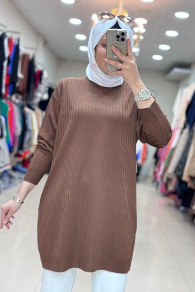 4212 GÜNER MERSERİZE TUNİK Kahverengi