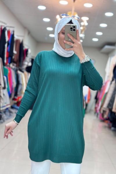 4212 GÜNER MERSERİZE TUNİK Zümrüt
