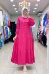 4490 ÖNLÜK YAKA ELBİSE Pembe