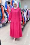 4490 ÖNLÜK YAKA ELBİSE Pembe