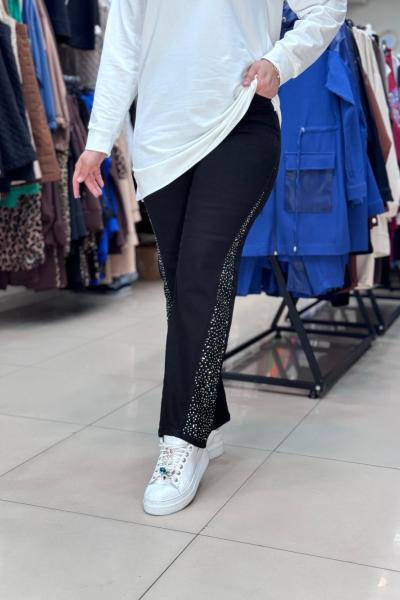 4491 ÜÇGEN TAŞ DETAYLI KOT PANTOLON Siyah