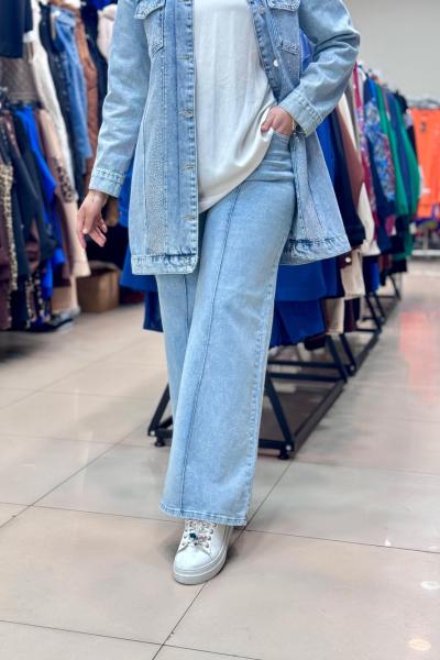 4492 PALAZZO KOT PANTOLON BUZ MAVİ