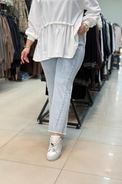 4590 PÜSKÜLLÜ TAŞLI KOT PANTOLON BUZ MAVİ