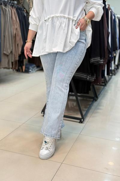 4591 VİYANA TAŞLI KOT PANTOLON BUZ MAVİ