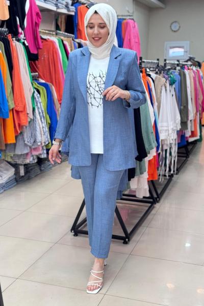 5205 BLAZER TAKIM KOT MAVİ