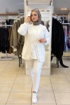 5339 Fermuar detaylı SweatShirt Beyaz