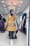 5542 Kürklü Payetli Ceket Taba