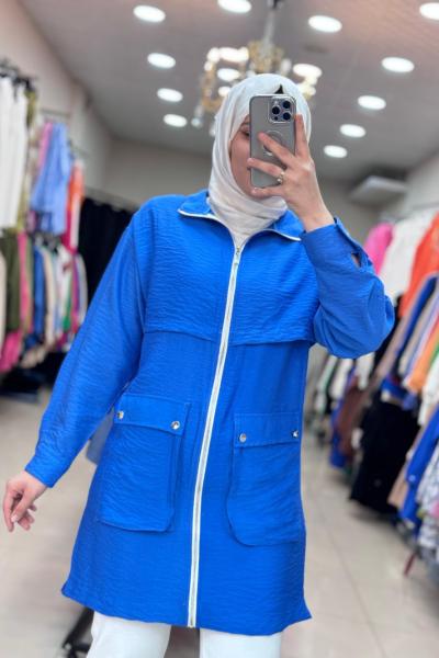 5552 KETEN CEKET Saks Mavisi