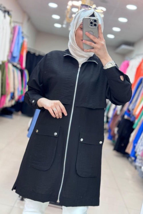 5552 KETEN CEKET Siyah