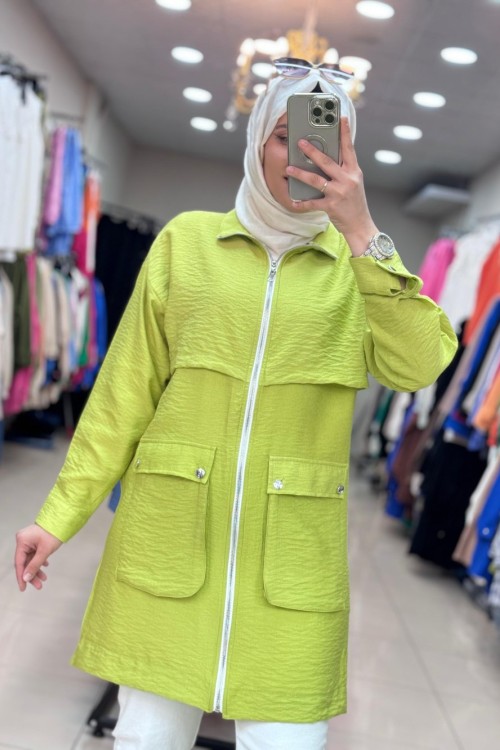 5552 KETEN CEKET Yağ Yeşili